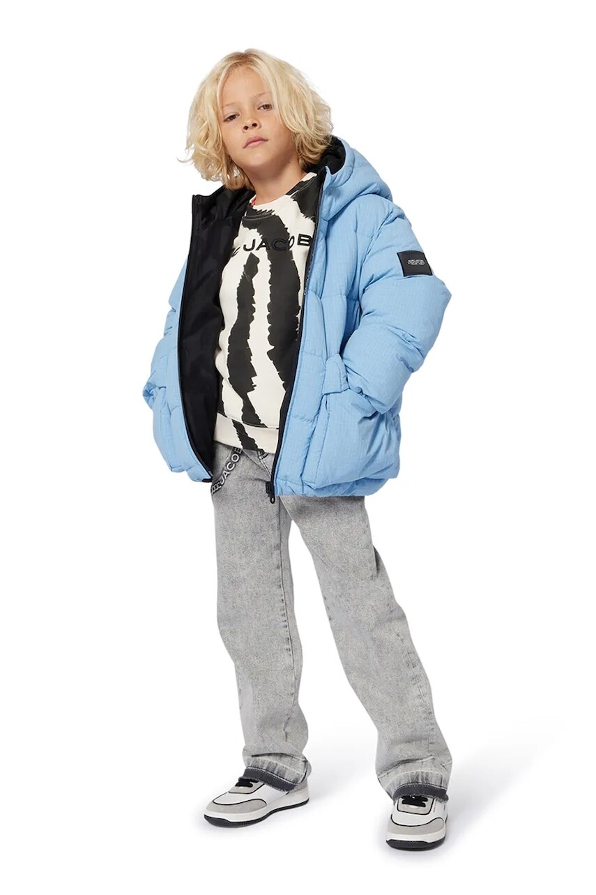 Detská obojstranná bunda Marc Jacobs modrá farba, W60618