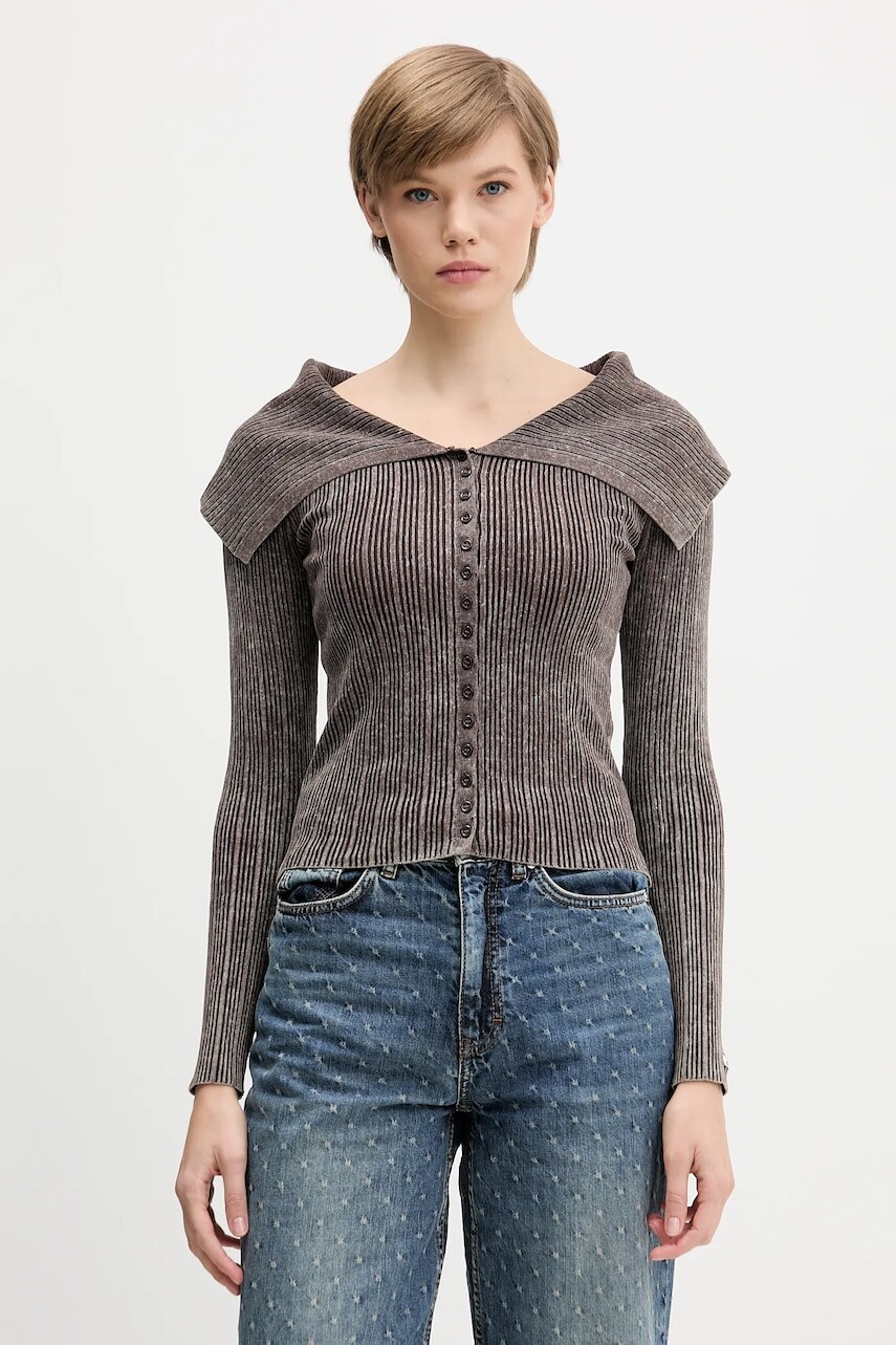 Kardigán Guess Originals hnedá farba, ľahké, W5BR67 Z2YJ2