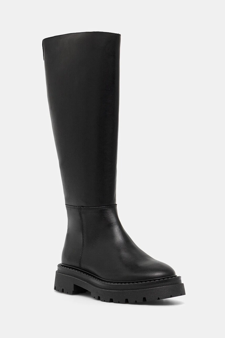 Kožené čižmy Steve Madden Kaja-W čierna farba, na plochom podpätku, 11004946