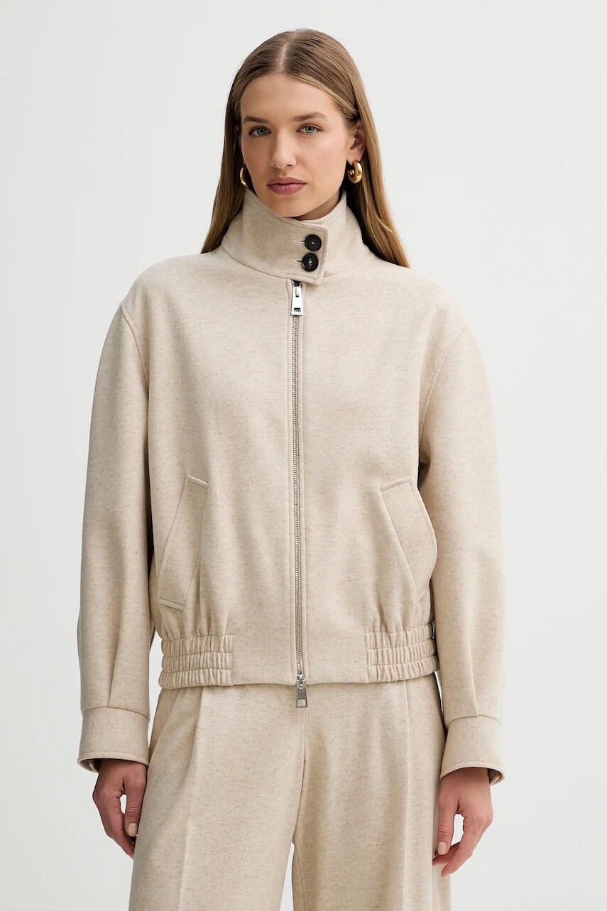 Bunda s prímesou kašmíru Liviana Conti béžová farba, prechodná, oversize, L5WN45