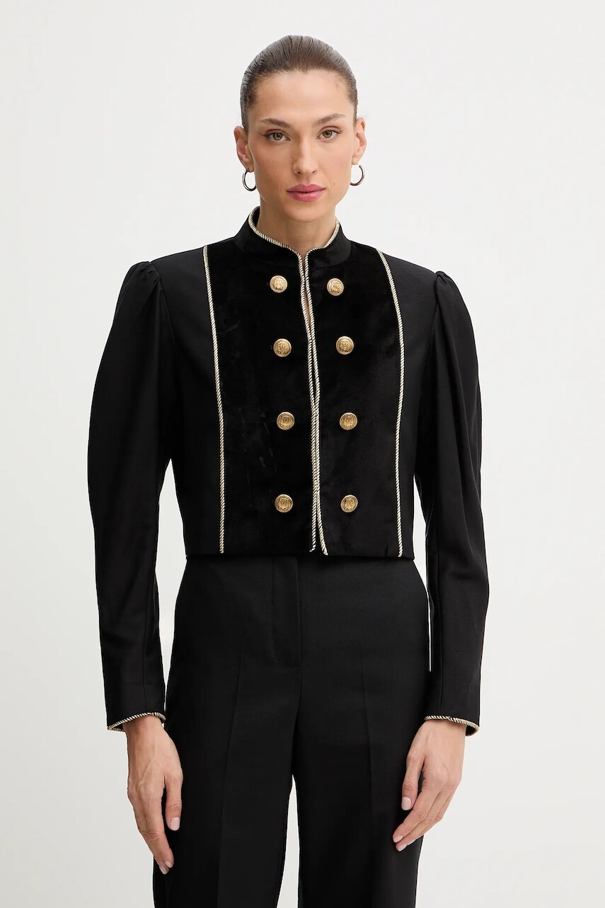 Sako s prímesou vlny Twinset čierna farba, 252TS2040