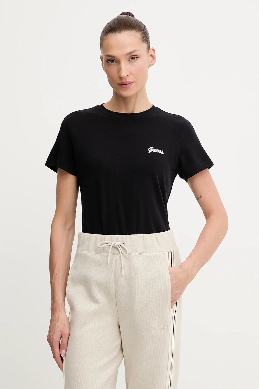 Tričko Guess ALBA dámske, čierna farba, V5BI17 KCBF1