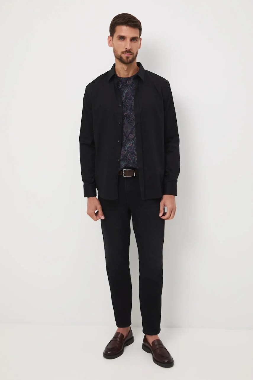 Košeľa Medicine čierna farba, slim