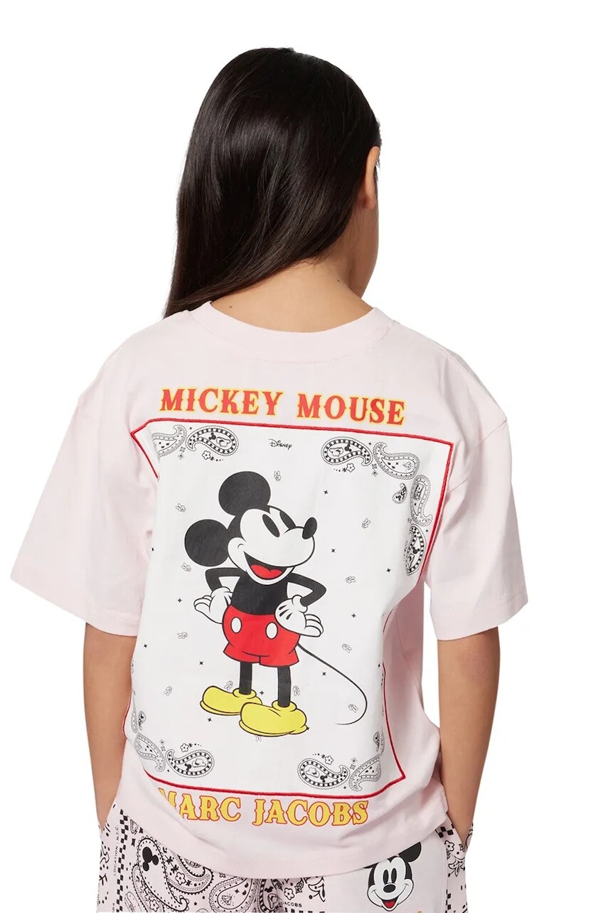Detské bavlnené tričko Marc Jacobs ružová farba, W60691