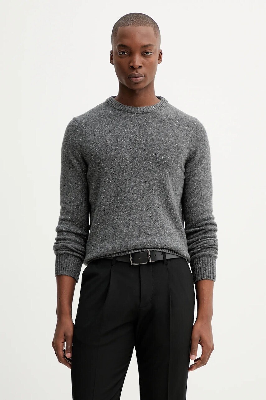 Sveter s prímesou vlny Marc O'Polo šedá farba, M30506660174