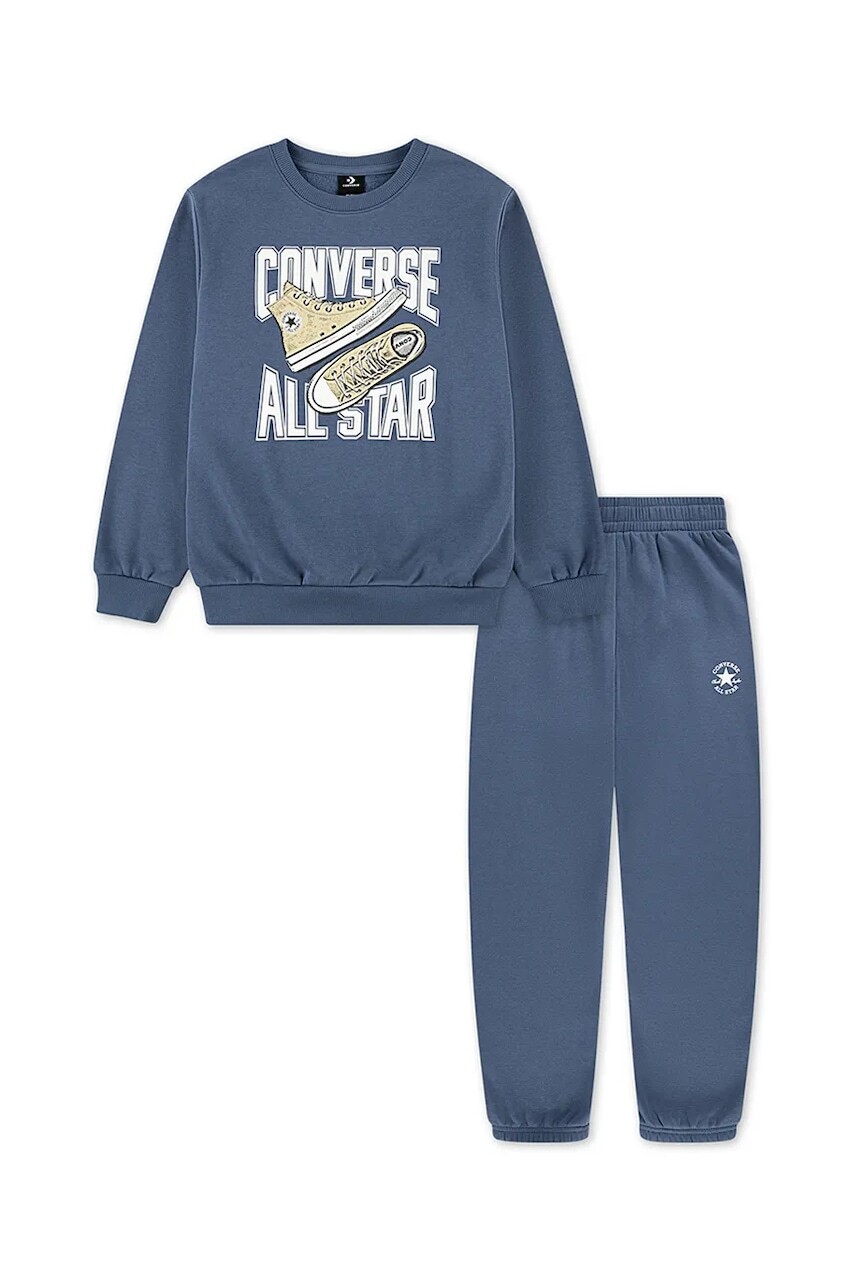 Detská bavlnená tepláková súprava Converse tmavomodrá farba, 9CH866