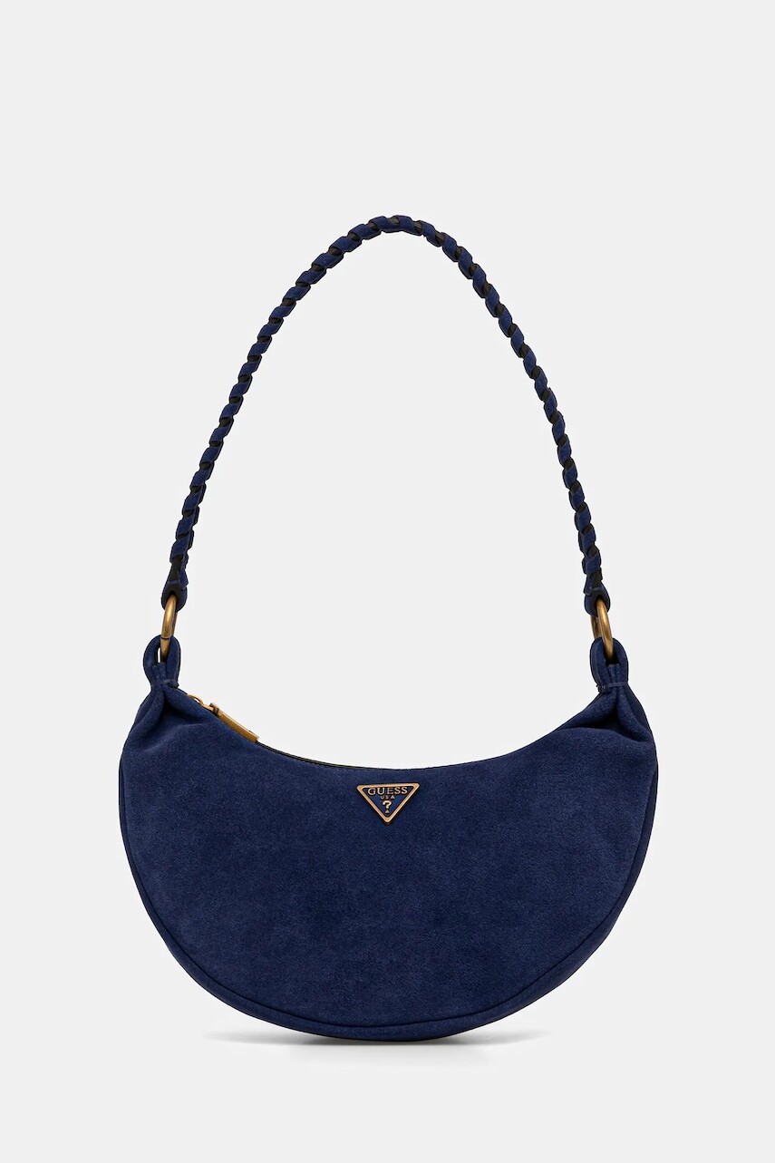 Semišová kabelka Guess AMITA tmavomodrá farba, HWSB95 39720