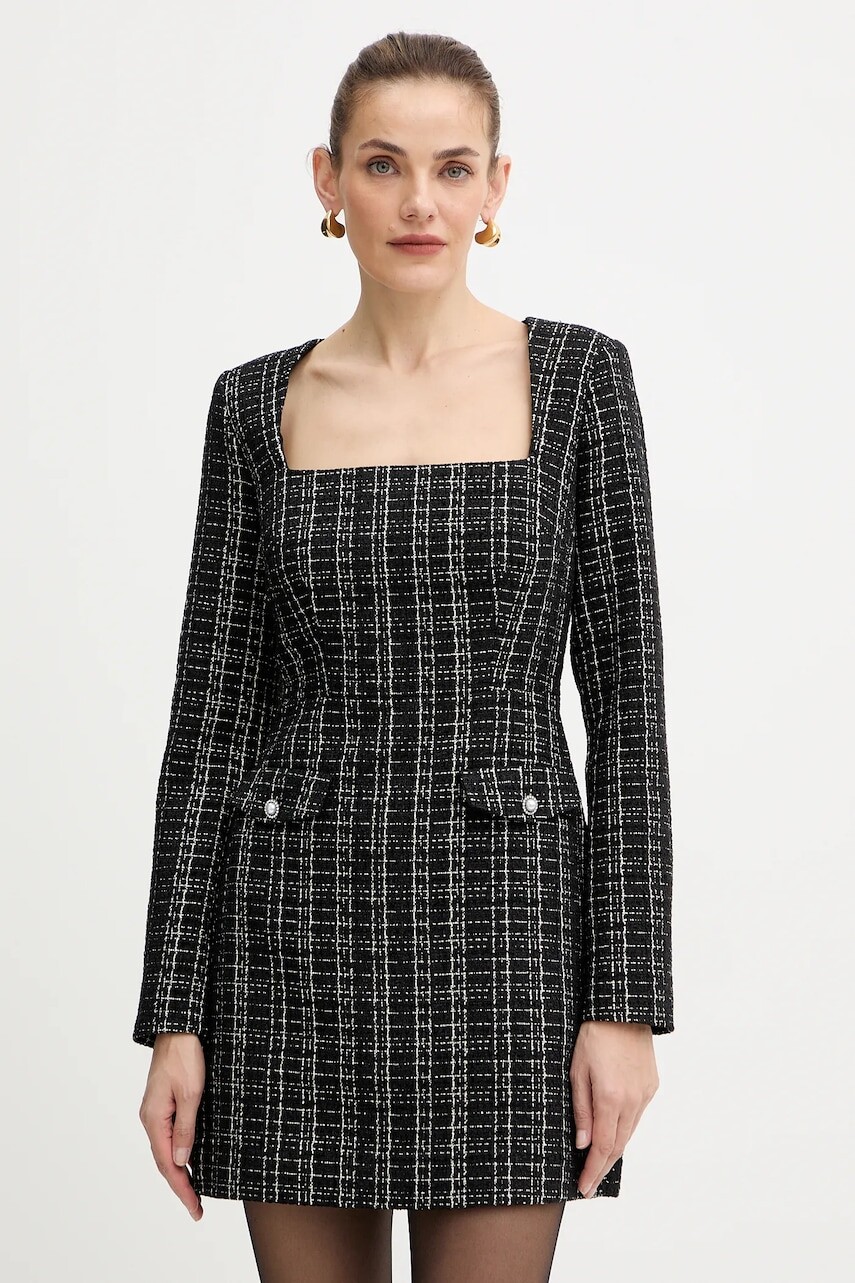 Šaty Guess SANDRA čierna farba, mini, rovný strih, W5BK20 W2382