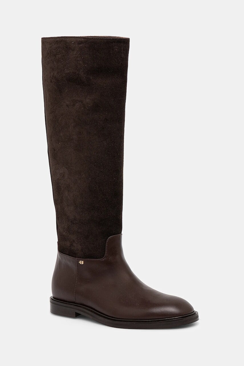 Kožené čižmy Baldinini hnedá farba, na plochom podpätku, D6B146P1VICR