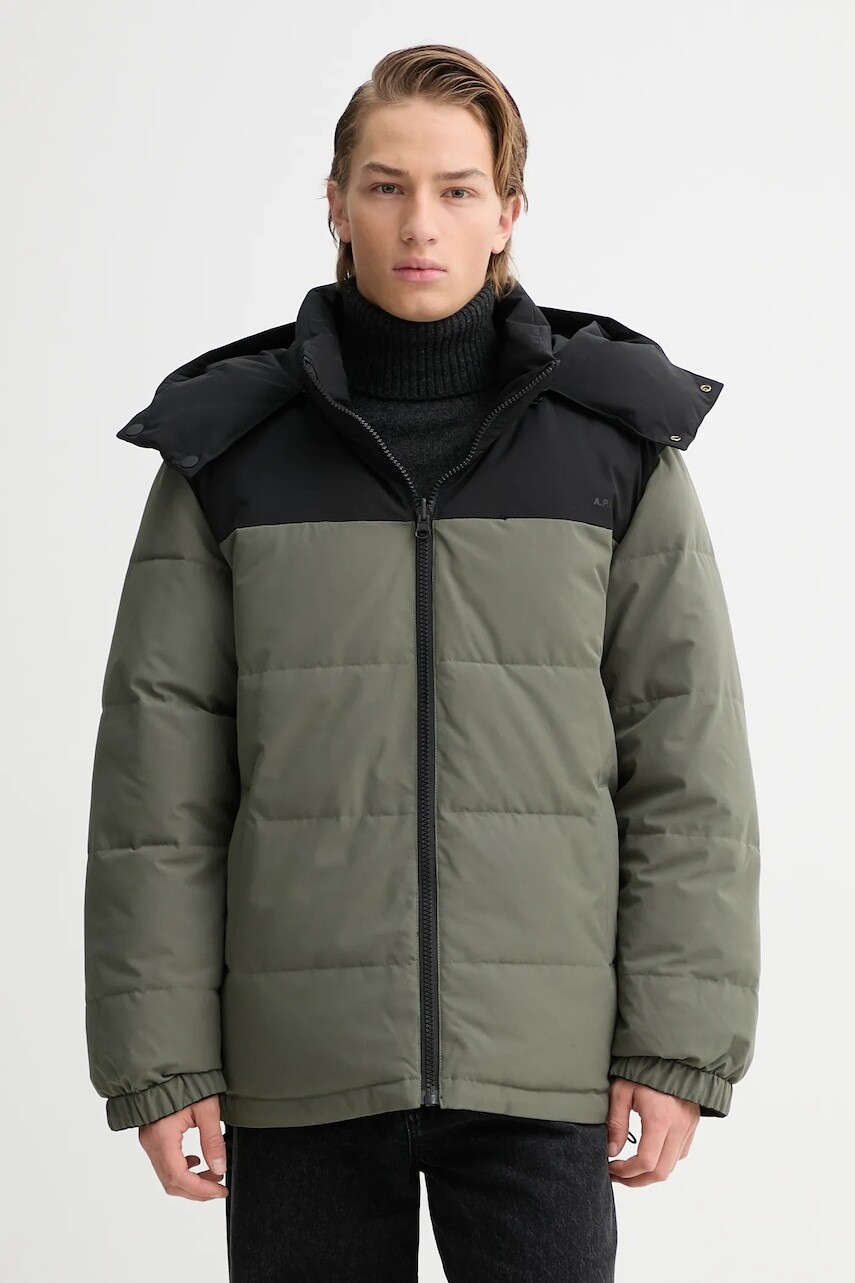 Obojstranná bunda A.P.C. Doudoune Sam zelená farba, zimná, PSALJ.H30208