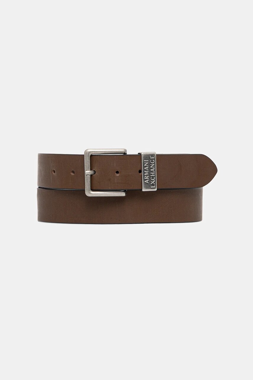 Kožený opasok Armani Exchange hnedá farba, 951186 CC528