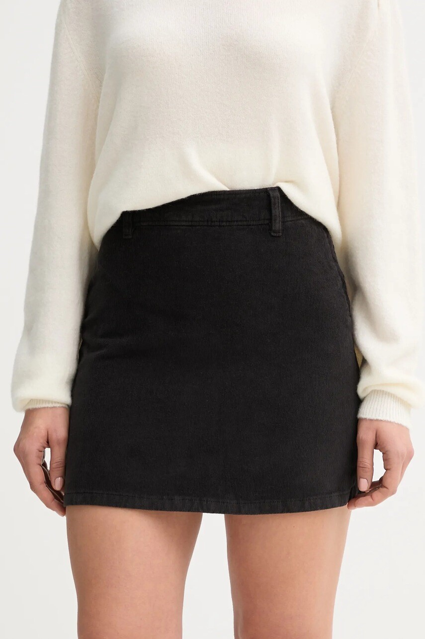 Menčestrová sukňa United Colors of Benetton čierna farba, mini, rovný strih, 41ULD005B
