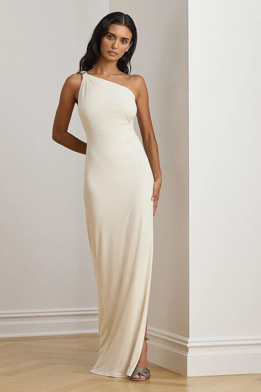 Šaty Lauren Ralph Lauren béžová farba, maxi, priliehavé, 253980922