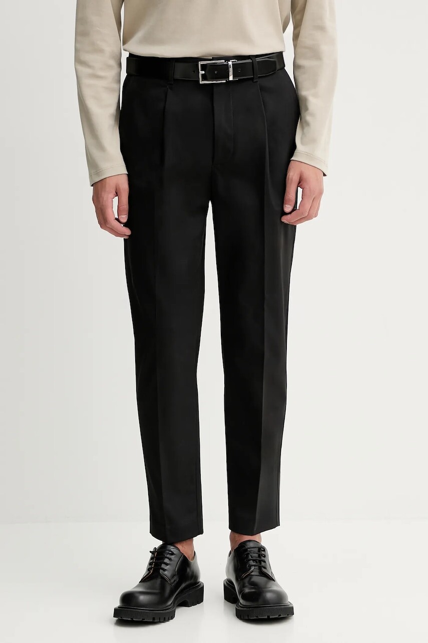 Nohavice Calvin Klein čierna farba, rovný strih, LV04LE612G