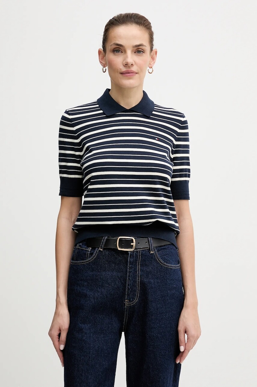 Sveter Tommy Hilfiger tmavomodrá farba, WW0WW47622