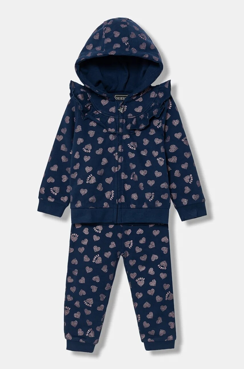 Bavlnená tepláková súprava pre bábätká Guess 2-pak tmavomodrá farba, A5BG08 KAD74