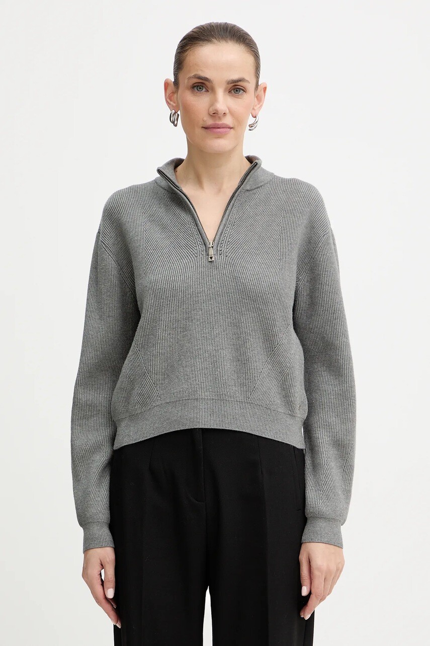 Sveter Guess HARLEY šedá farba, ľahký, s polorolákom, W5BR29 Z0572