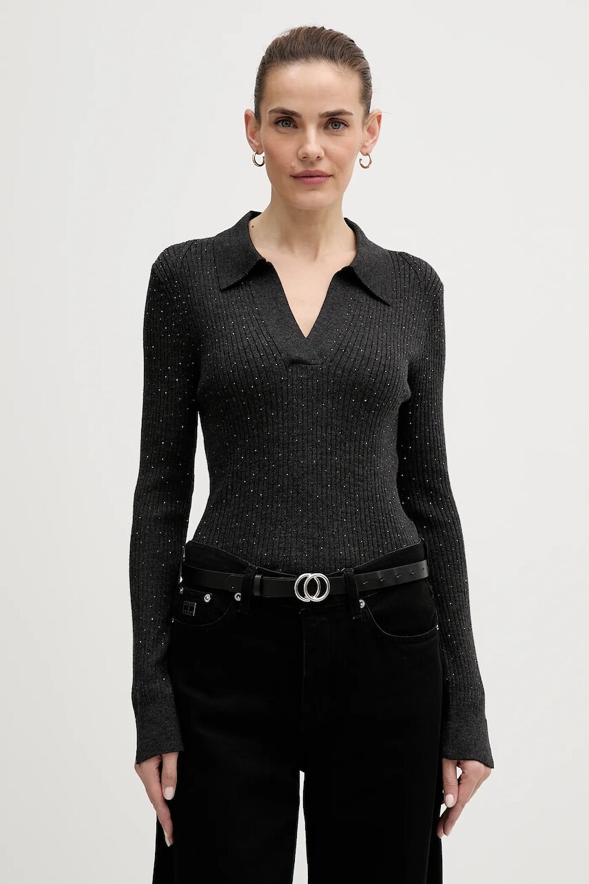 Vlnený sveter Mos Mosh Ronika šedá farba, ľahký, 175380