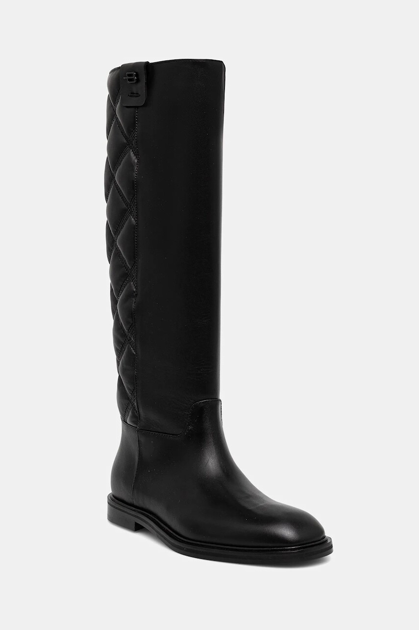 Kožené čižmy Baldinini čierna farba, na plochom podpätku, D6B505P1VINT