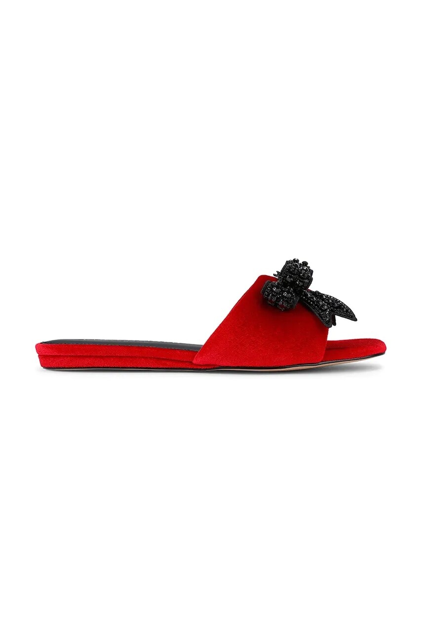 Šlapky Kurt Geiger London Kensington Bow Flat Sdl červená farba, 655750789