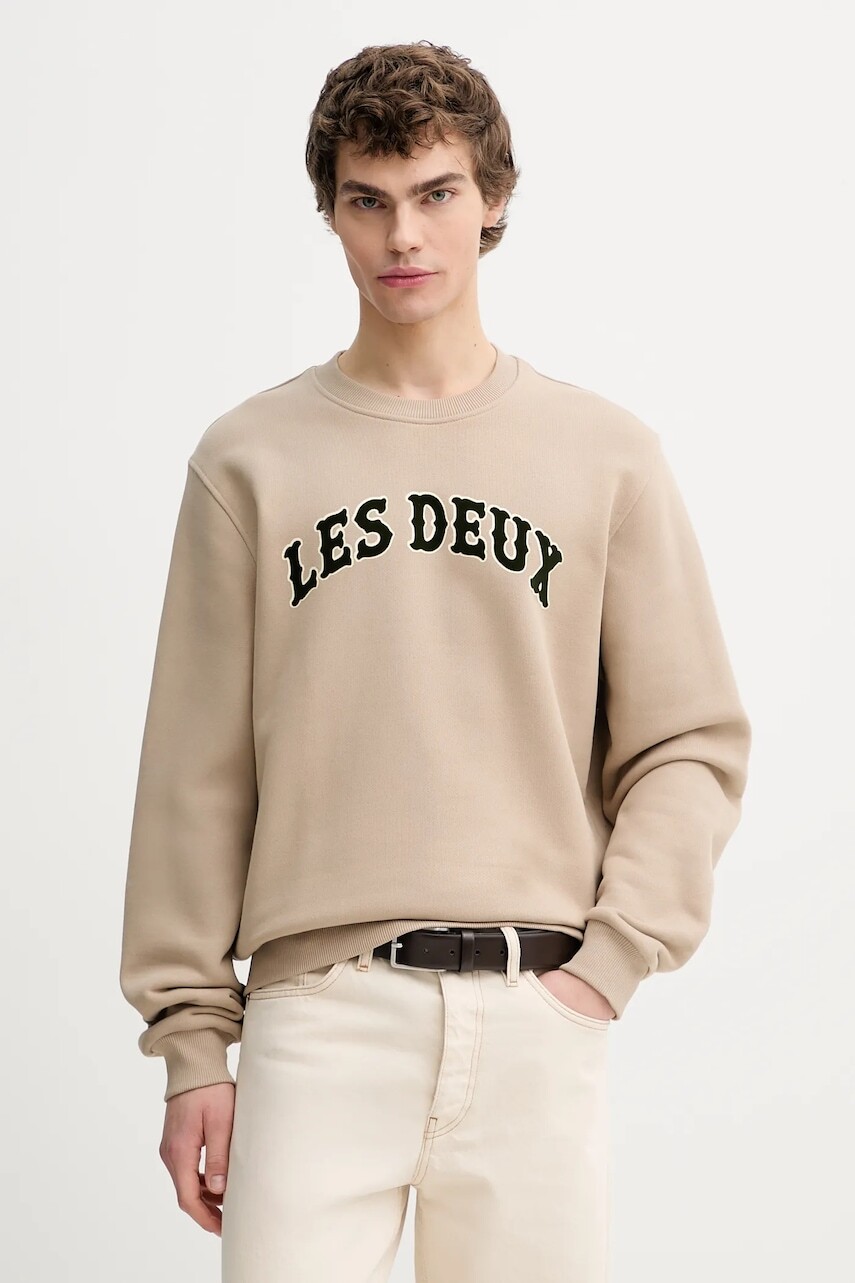 Bavlnená mikina Les Deux béžová farba, s potlačou, 1001005