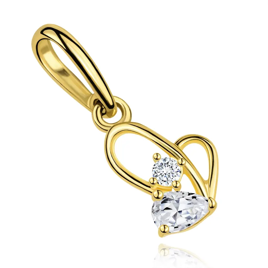 Zlatý prívesok 9K prepojené kvapky so zirkónmi
