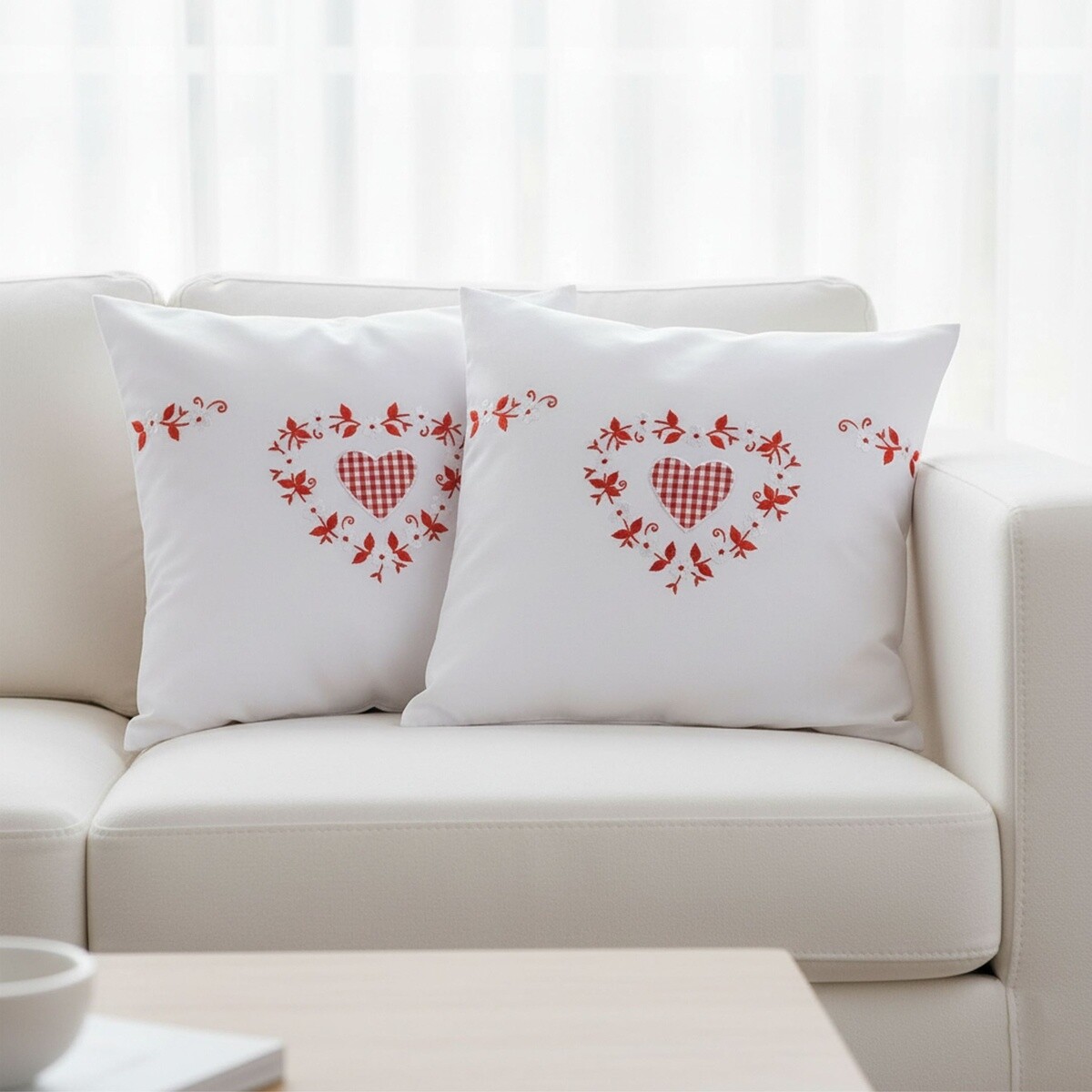 Obliečka na vankúš, Vintage srdce, biela, 40 x 40 cm