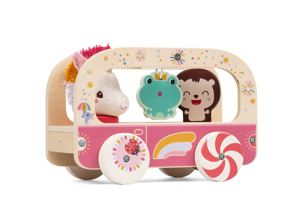 Lilliputiens – drevený autobus – jednorožec Lena