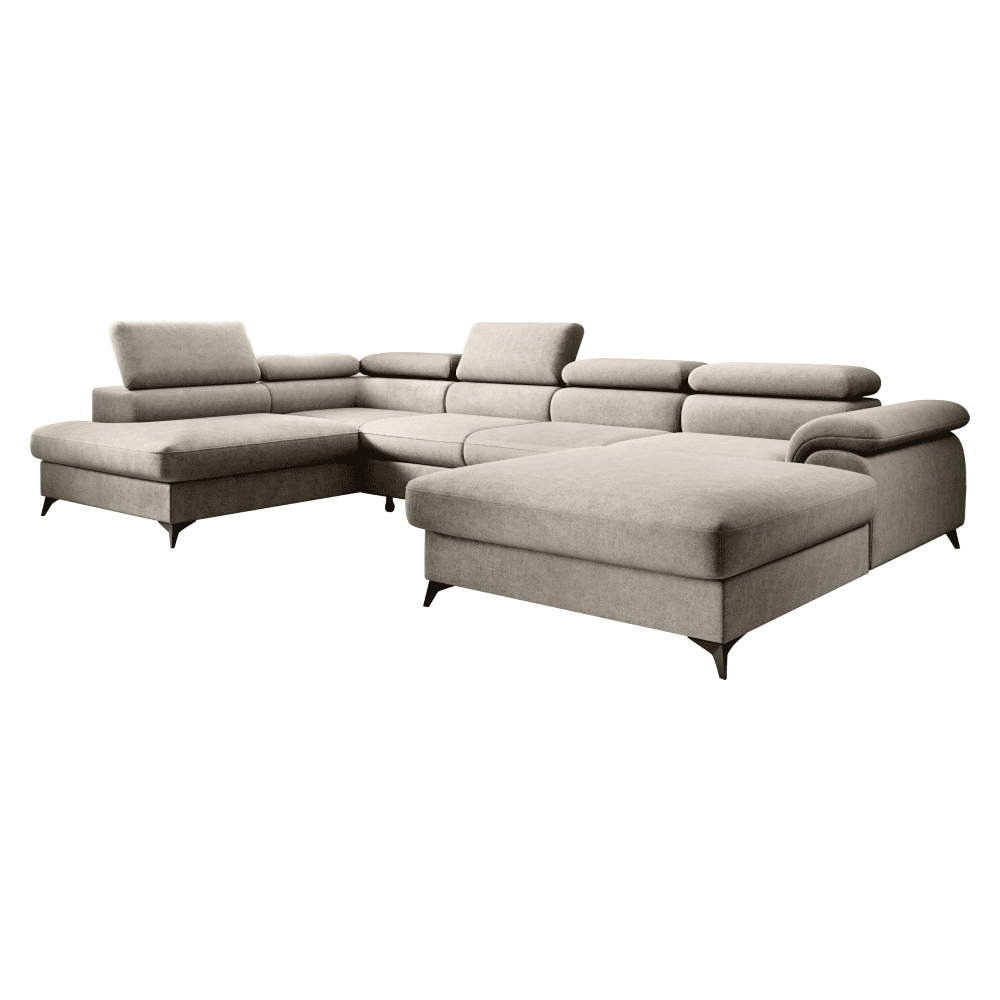 Rozkladacia sedacia súprava, béžová, ľavá, POLY ROH U