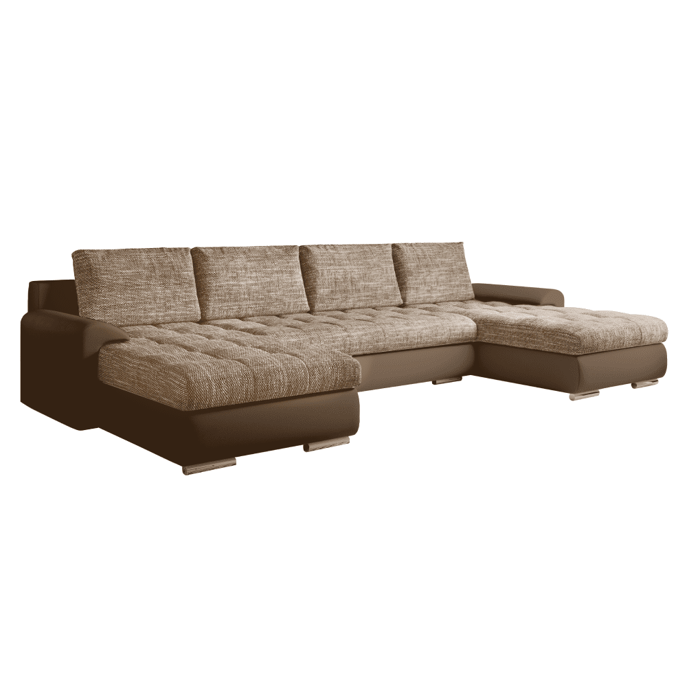 Univerzálna sedacia súprava, ekokoža hnedá/hnedý melír, TOLITA U UNI