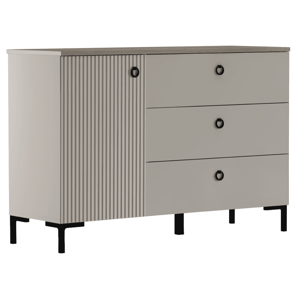 Komoda, sivohnedá Taupe/dub silverjack, DOMCA 1D3S