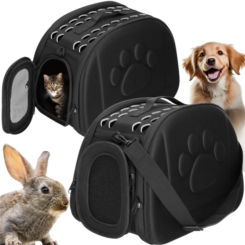 Prepravka pre mačky, králiky a psy, do 10 kg - 20x35x20 cm - veľkosť M - čierna
