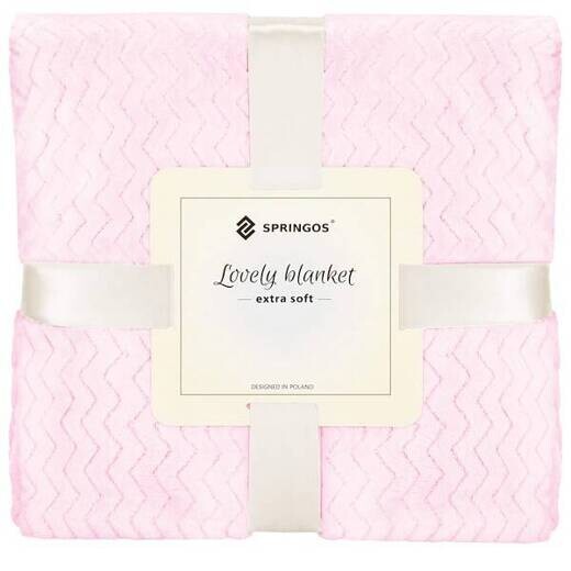 Obojstranná plyšová deka 160x200cm - cik cak - svetlo ružová