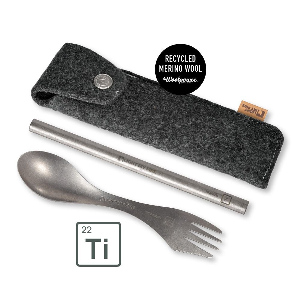 Light My Fire Spork'n Straw Kit Titanium in Merinowool Case 7331423013258