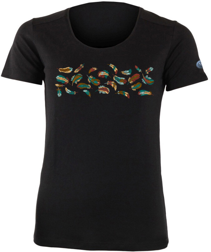 Lasting dámske merino tričko s tlačou FLAVIA 9090 čierne Veľkosť: L 8596445232493