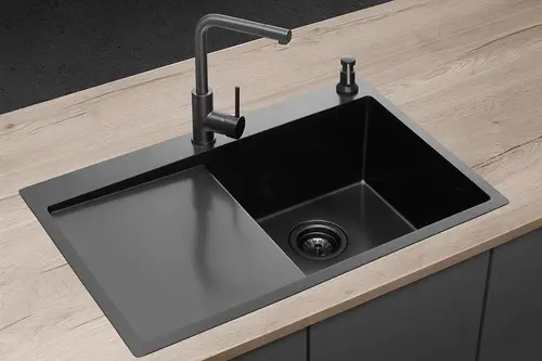 CONCEPT Nerezový drez s odkvapom NANO coat TITANIA pravý DNN1045dsr