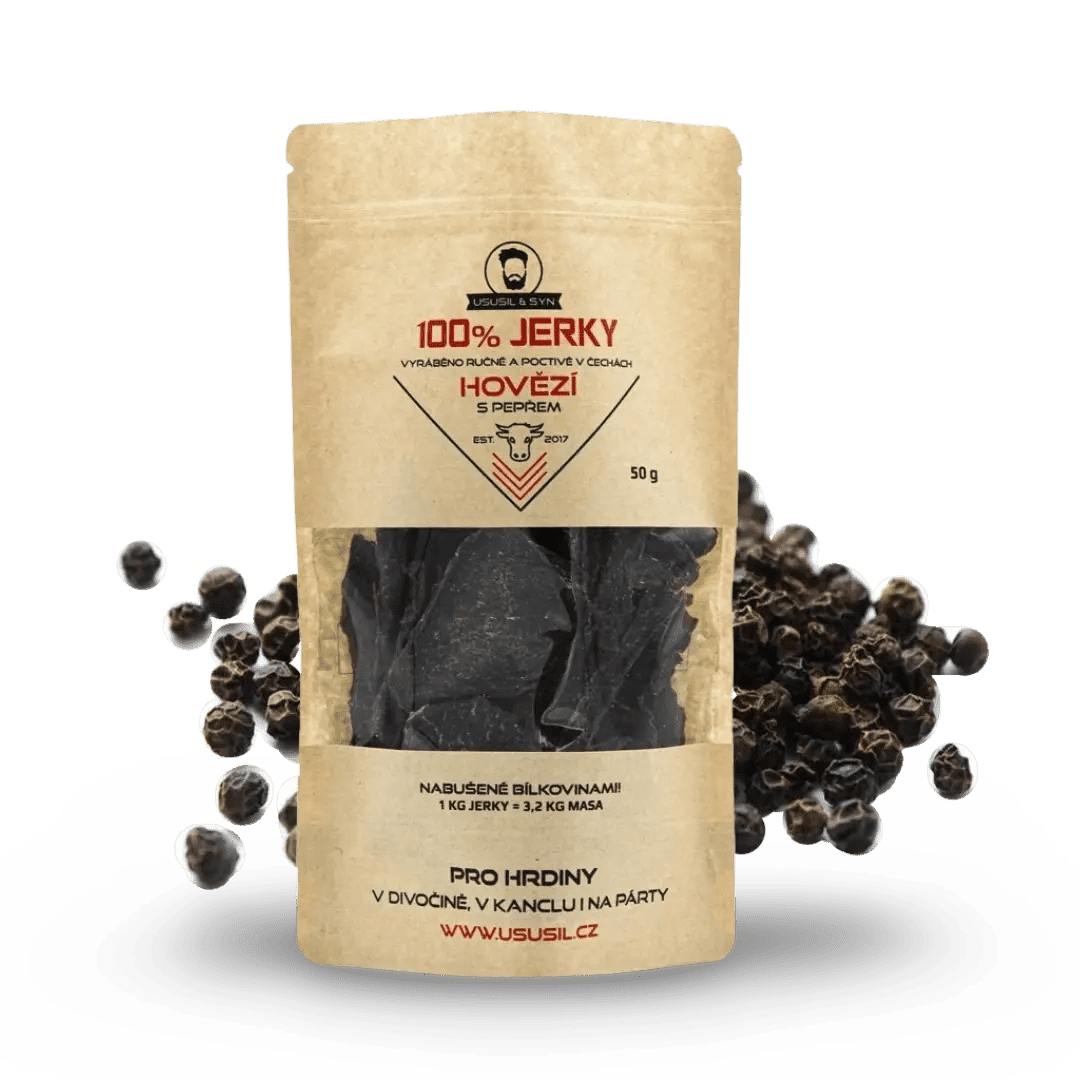 100% JERKY HOVĚZÍ S PEPŘEM 50 g