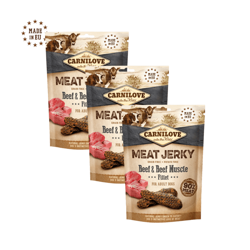 3 x Carnilove Jerky Beef with Beef Muscle Fillet 100g