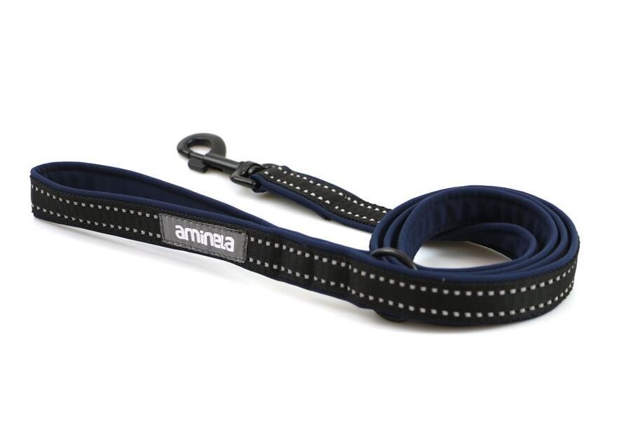Aminela jednoduché vodítko podšité Sport & City 150cm, námořnická modrá/černá 150cm/20mm