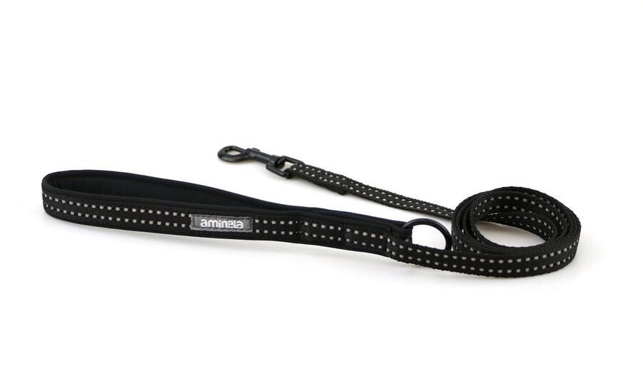 Aminela jednoduché vodítko nepodšité Sport & City 150cm/20mm, černá/černá