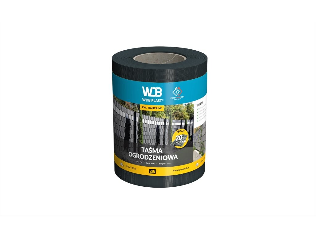 Plotová páska BASIC LINE 19 cm x 35 m + spony Farebné prevednie: Antracitová RAL 7016