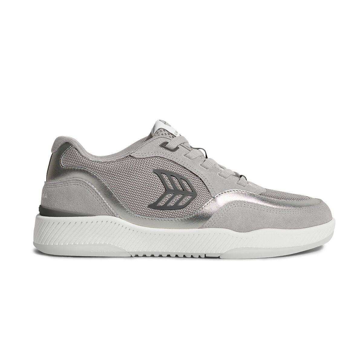 Dámské volnočasové boty Cariuma UBA Light Grey Suede and Mesh Charcoal Grey Logo Silver Accents Snea