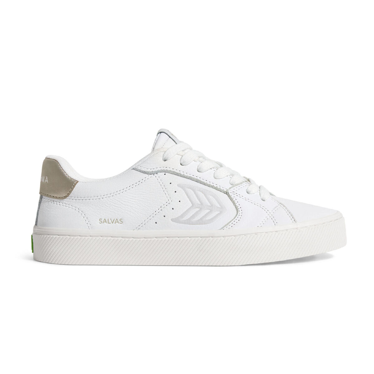 Pánské volnočasové boty Cariuma SALVAS White Premium Leather Ice Logo Metallic Gold Sneaker