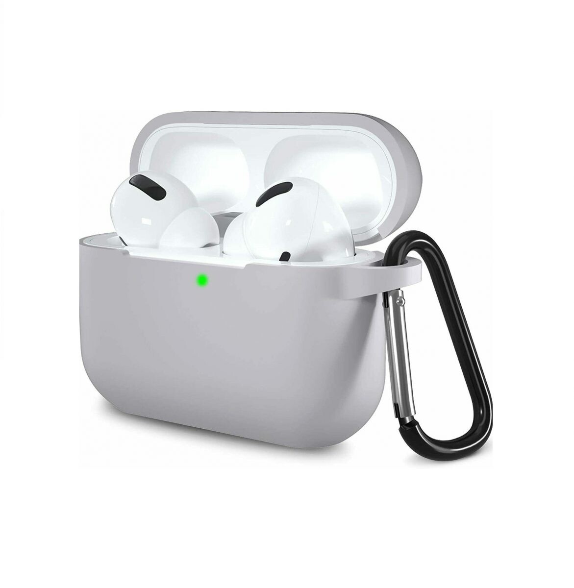 Silikónové púzdro pre Airpods 3 s karabínou - Sivá