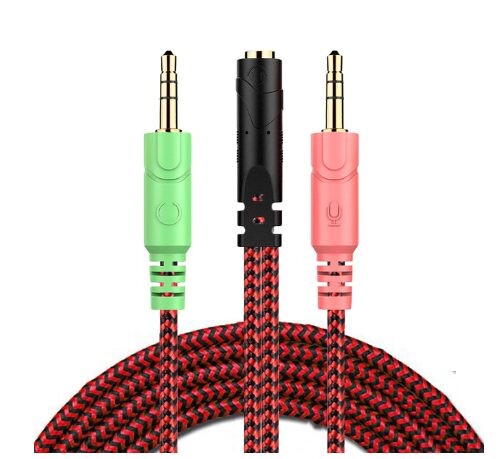 Prípojka na Audio kábel pre slúchadlá Sennheiser, Kingston HyperX, Bose, Logitech, JBL - Červená, 20 cm