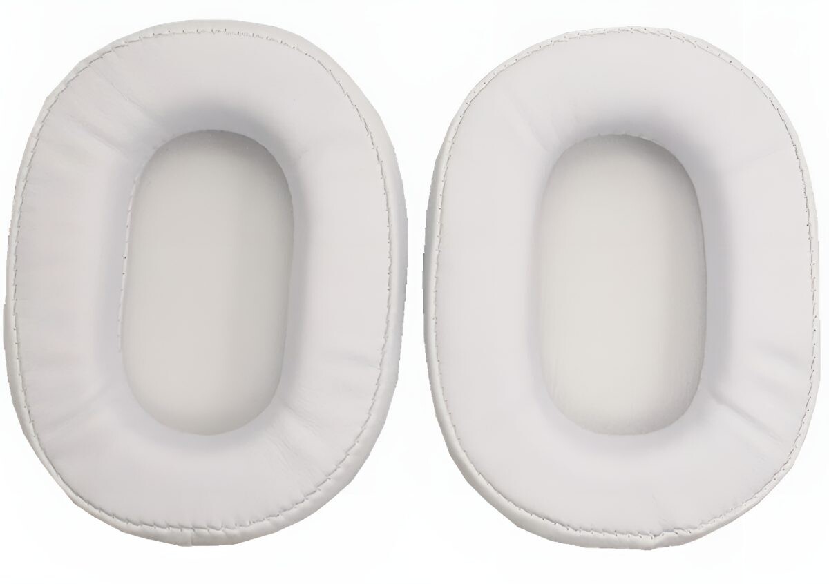 Náhradné náušníky pre slúchadlá Audio Technica ATH-M30, M40X, M50, M50S a M50X - Biele, kožené