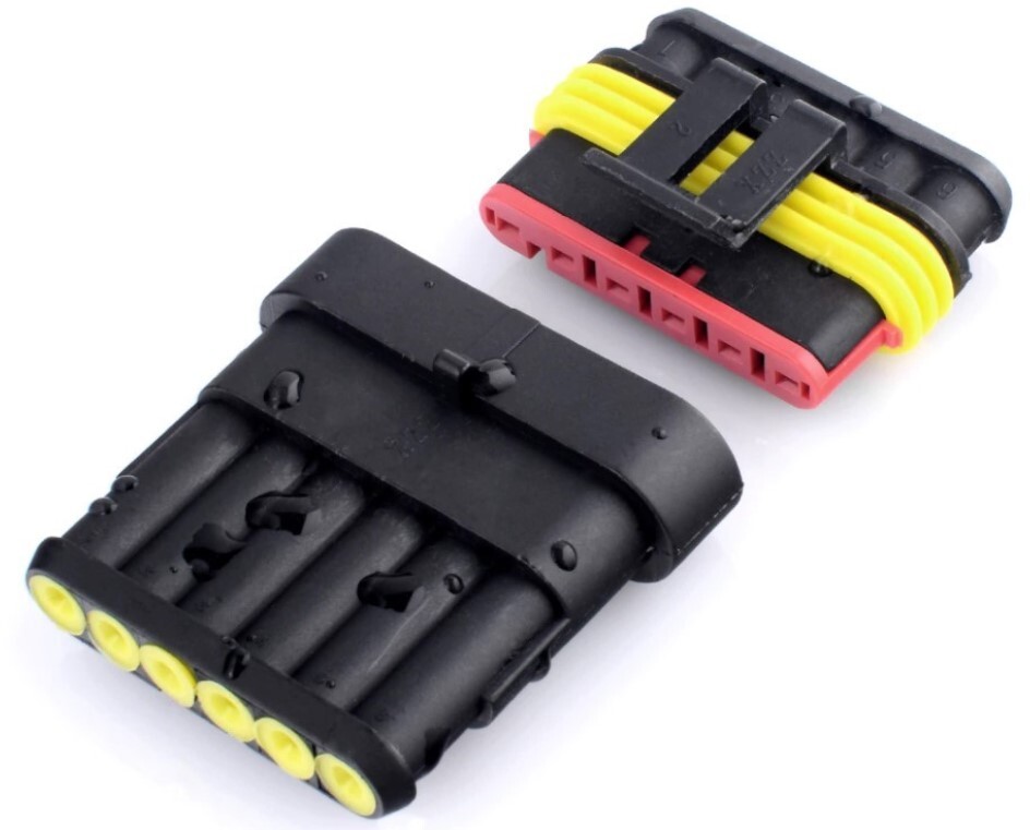 Auto konektor AC/DC, stavebnica, vodotesný, samec + samica - 6 pinov