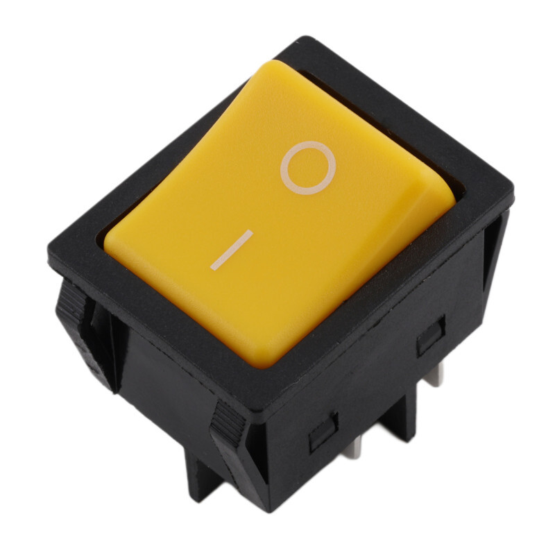 Kolískový vypínač obdĺžnikový KCD4-201, žltý 250V/15A