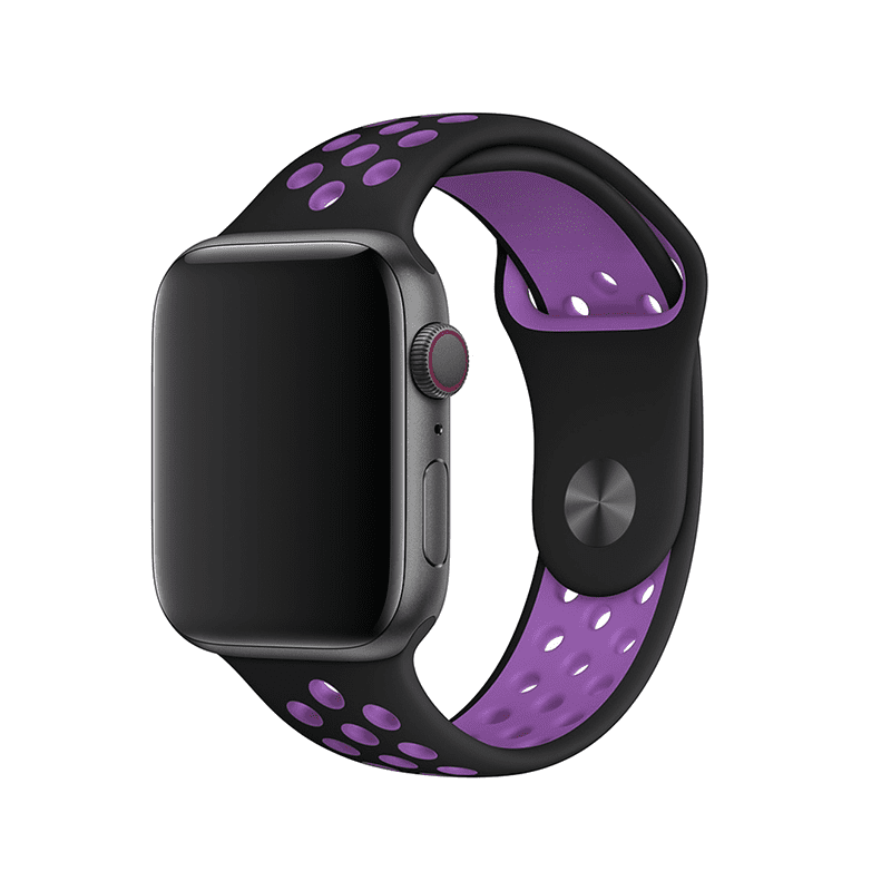Športový remienok na Apple Watch - Čierno-fialový Veľkosť: 38/40/41/42mm, Obvod: M-L (stredný až väčší obvod zápästia), Farba: Ružovo-čierna