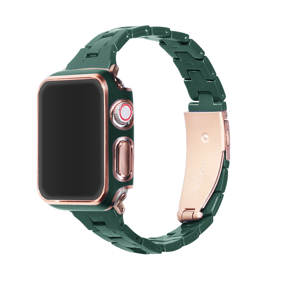 Elegantný remienok s puzdrom na Apple Watch - Zelený Veľkosť: 42mm, Farba: Khaki